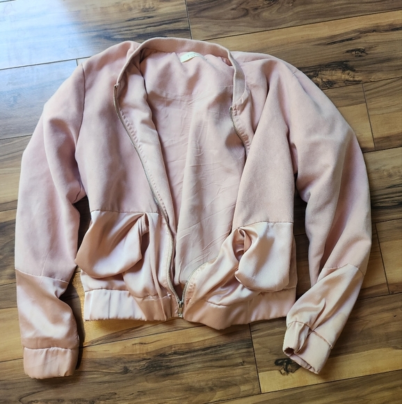 ELODIE M Delicate Bomber Jacket Pastel Pink Mermaid Puffer Kawaii Cute Soft Coat - Picture 2 of 7